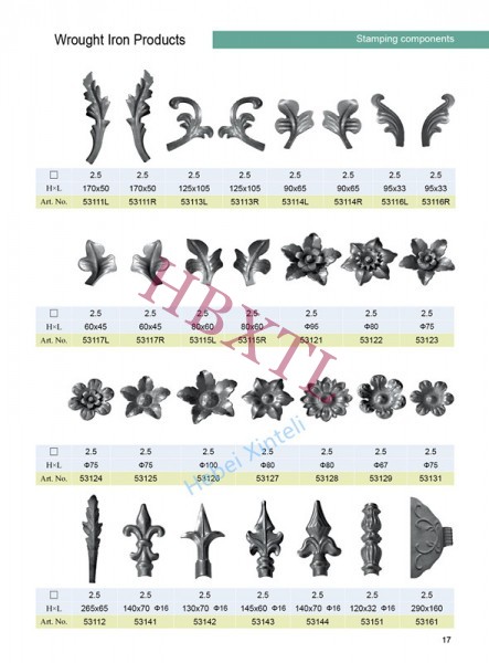 Stamping iron components for fence/garden